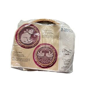 VTG The Creative Circle Lace Net Darning Kit 1332 Love Birds Pink White New